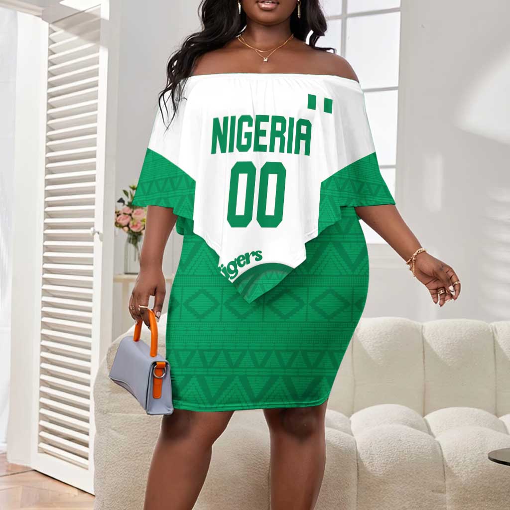 Afro Basketball Custom Nigeria Off Shoulder Short Dress Come On Tigers - African Pride
