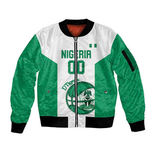 Afro Basketball Custom Nigeria Sleeve Zip Bomber Jacket Come On Tigers - African Pride