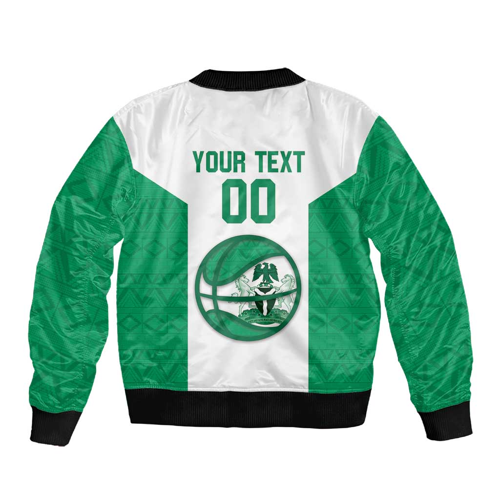 Afro Basketball Custom Nigeria Sleeve Zip Bomber Jacket Come On Tigers - African Pride