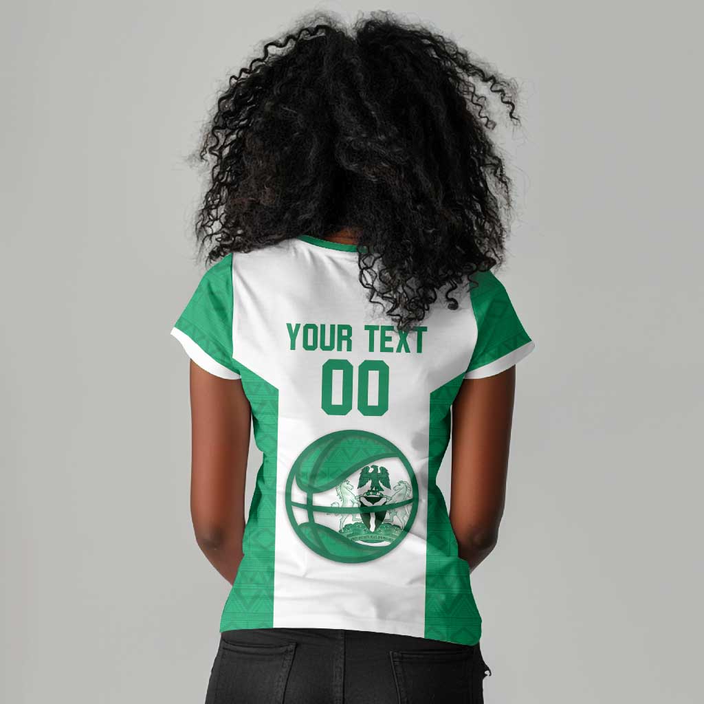 Afro Basketball Custom Nigeria Women V-Neck T-Shirt Come On Tigers - African Pride