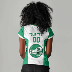 Afro Basketball Custom Nigeria Women V-Neck T-Shirt Come On Tigers - African Pride