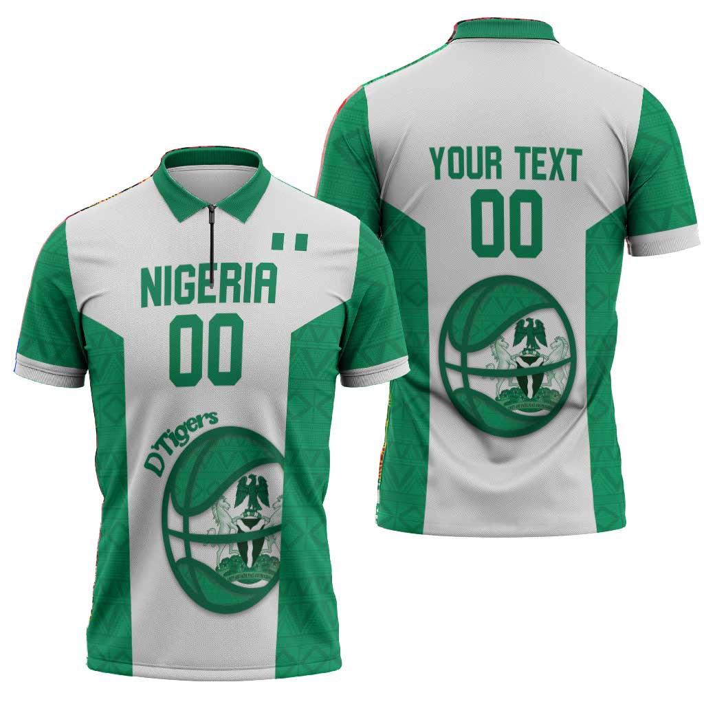 Nigeria Basketball Custom Zipper Polo Shirt Come On Tigers