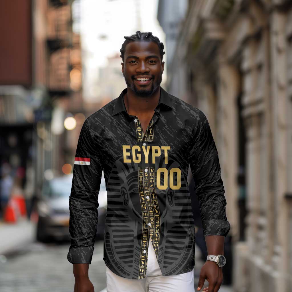 Afro Basketball Custom Egypt Long Sleeve Button Shirt Come On Pharaohs - African Pride