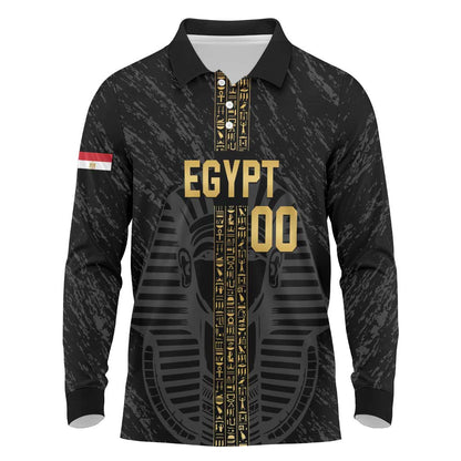 Afro Basketball Custom Egypt Long Sleeve Polo Shirt Come On Pharaohs - African Pride