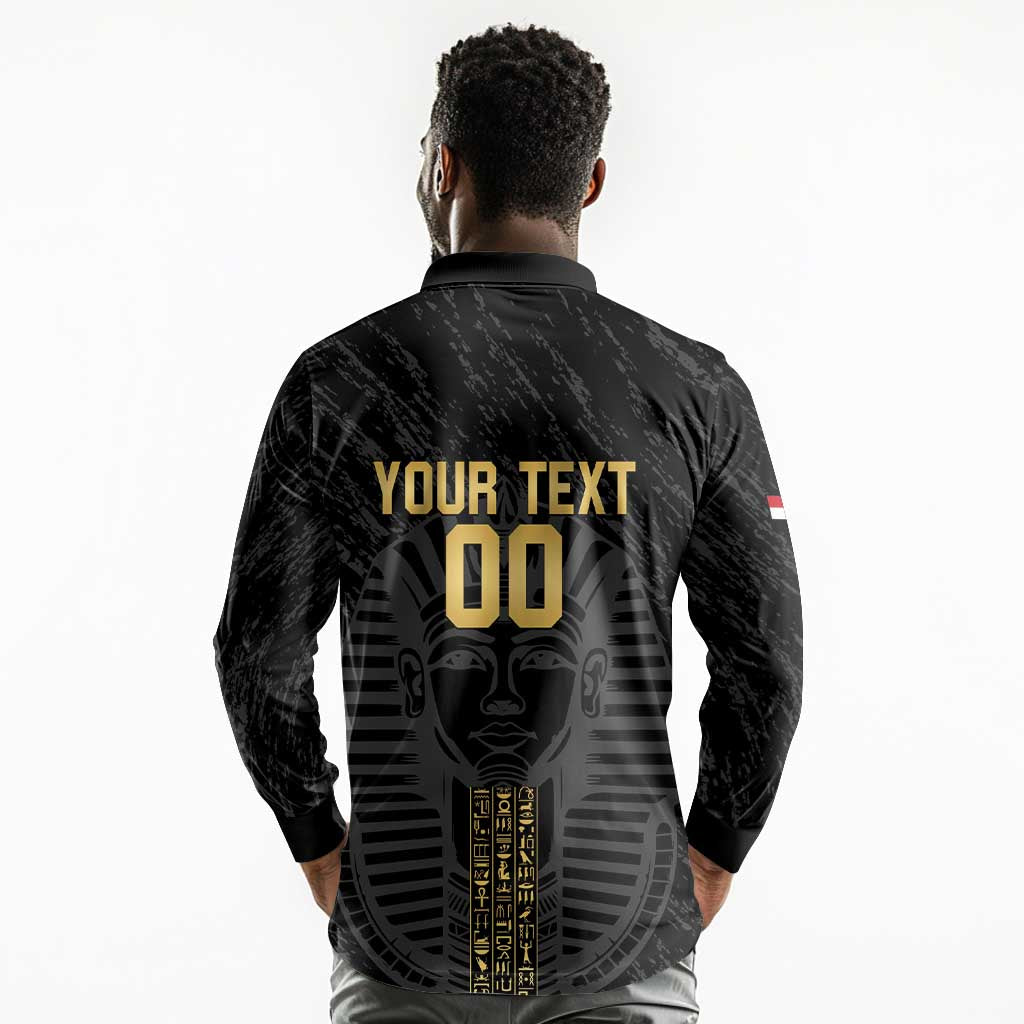 Afro Basketball Custom Egypt Long Sleeve Polo Shirt Come On Pharaohs - African Pride