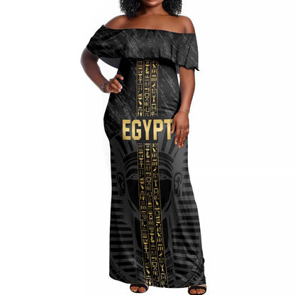 Afro Basketball Custom Egypt Off Shoulder Maxi Dress Come On Pharaohs - African Pride