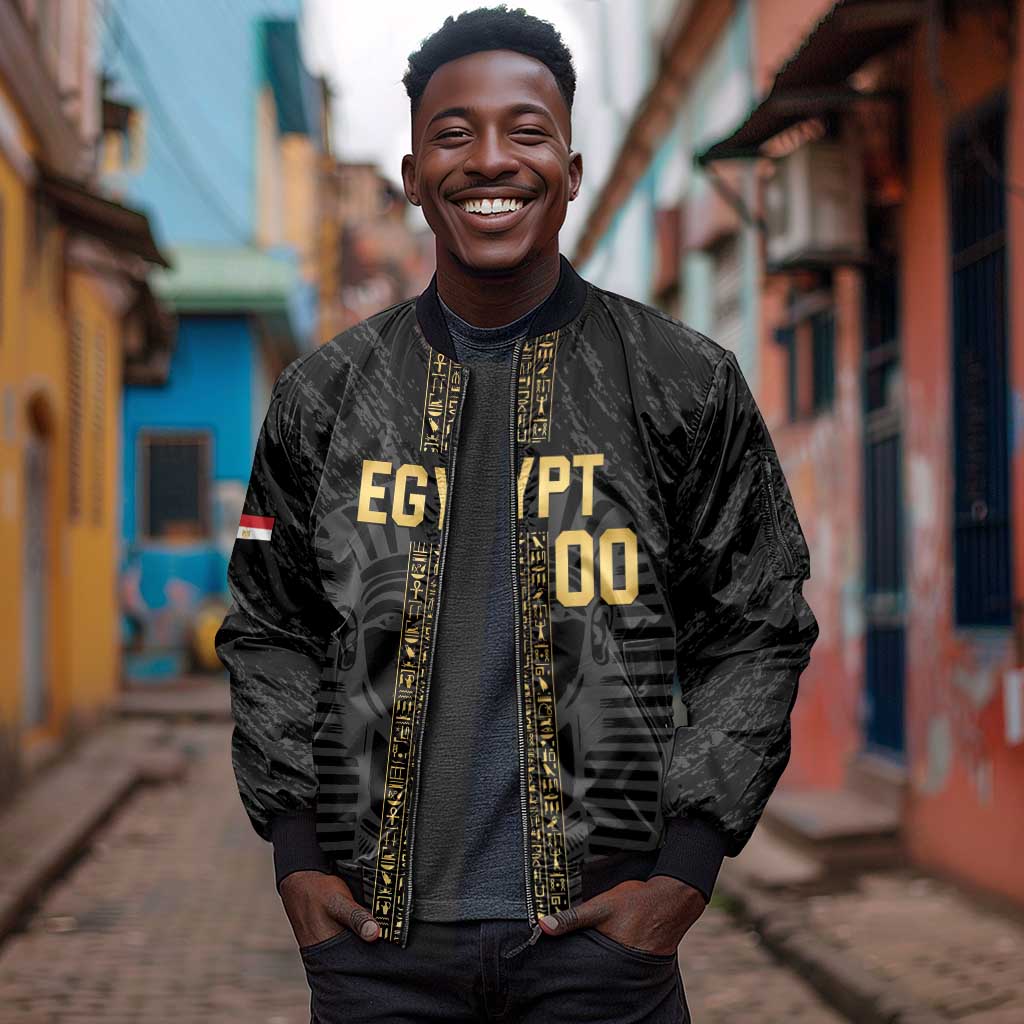 Afro Basketball Custom Egypt Sleeve Zip Bomber Jacket Come On Pharaohs - African Pride
