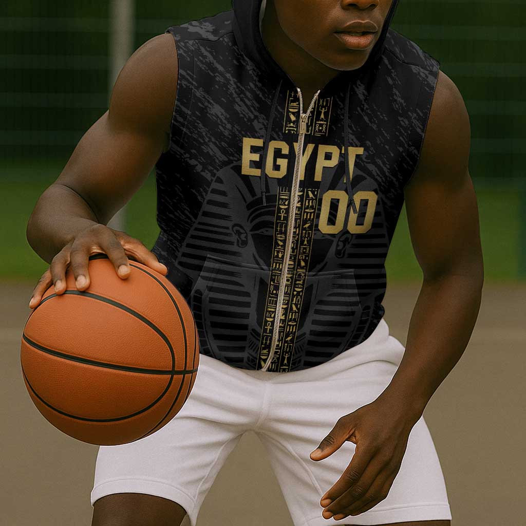 Afro Basketball Custom Egypt Sleeveless Zip Hoodie Come On Pharaohs - African Pride