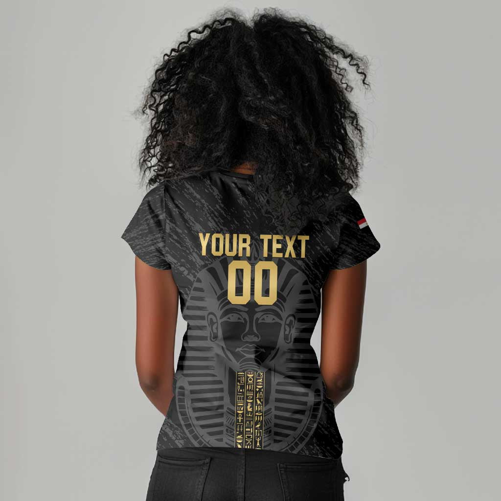 Afro Basketball Custom Egypt Women V-Neck T-Shirt Come On Pharaohs - African Pride
