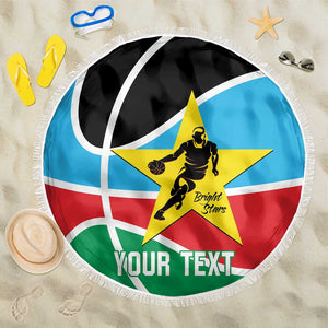 Afro Basketball Custom South Sudan Beach Blanket Come On Bright Stars - African Pride
