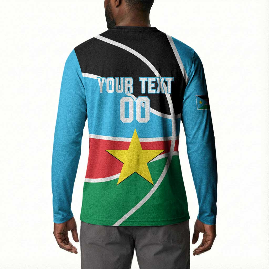 South Sudan Basketball Custom Button Sweatshirt Come On Bright Stars