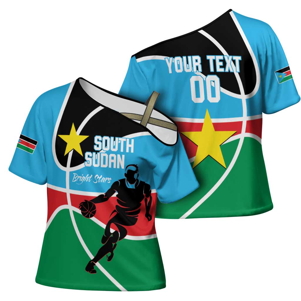 South Sudan Basketball Custom Cross Shoulder Shirt Come On Bright Stars