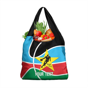 Afro Basketball Custom South Sudan Grocery Bag Come On Bright Stars - African Pride