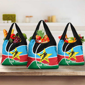 Afro Basketball Custom South Sudan Grocery Bag Come On Bright Stars - African Pride