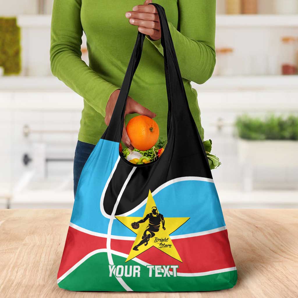 Afro Basketball Custom South Sudan Grocery Bag Come On Bright Stars - African Pride
