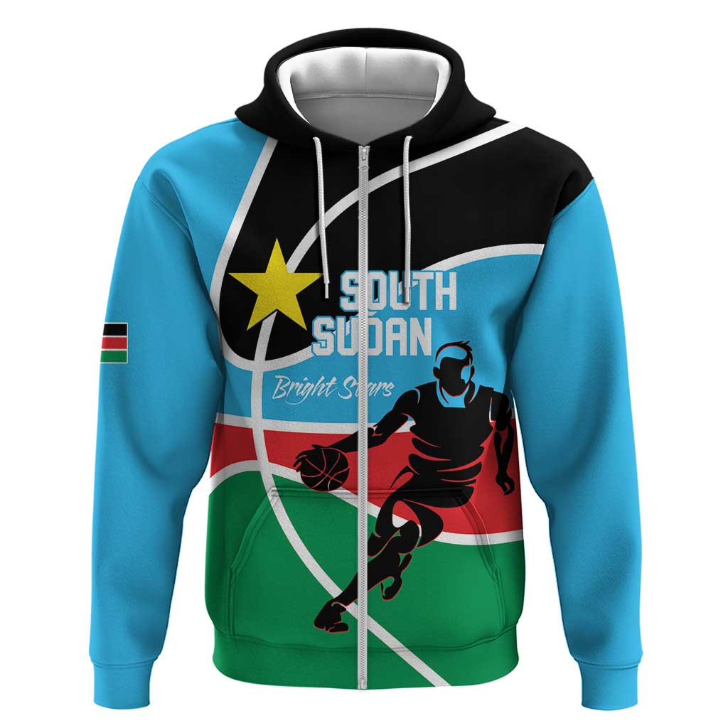 Afro Basketball Custom South Sudan Hoodie Come On Bright Stars - African Pride