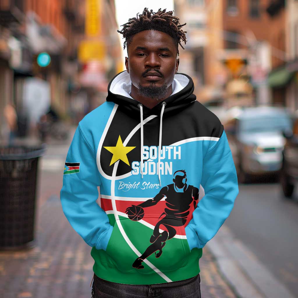 Afro Basketball Custom South Sudan Hoodie Come On Bright Stars - African Pride