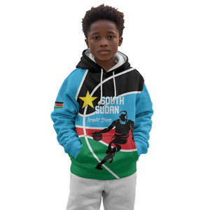 Afro Basketball Custom South Sudan Kid Hoodie Come On Bright Stars - African Pride