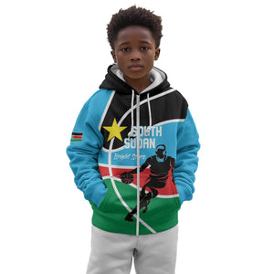 Afro Basketball Custom South Sudan Kid Hoodie Come On Bright Stars - African Pride
