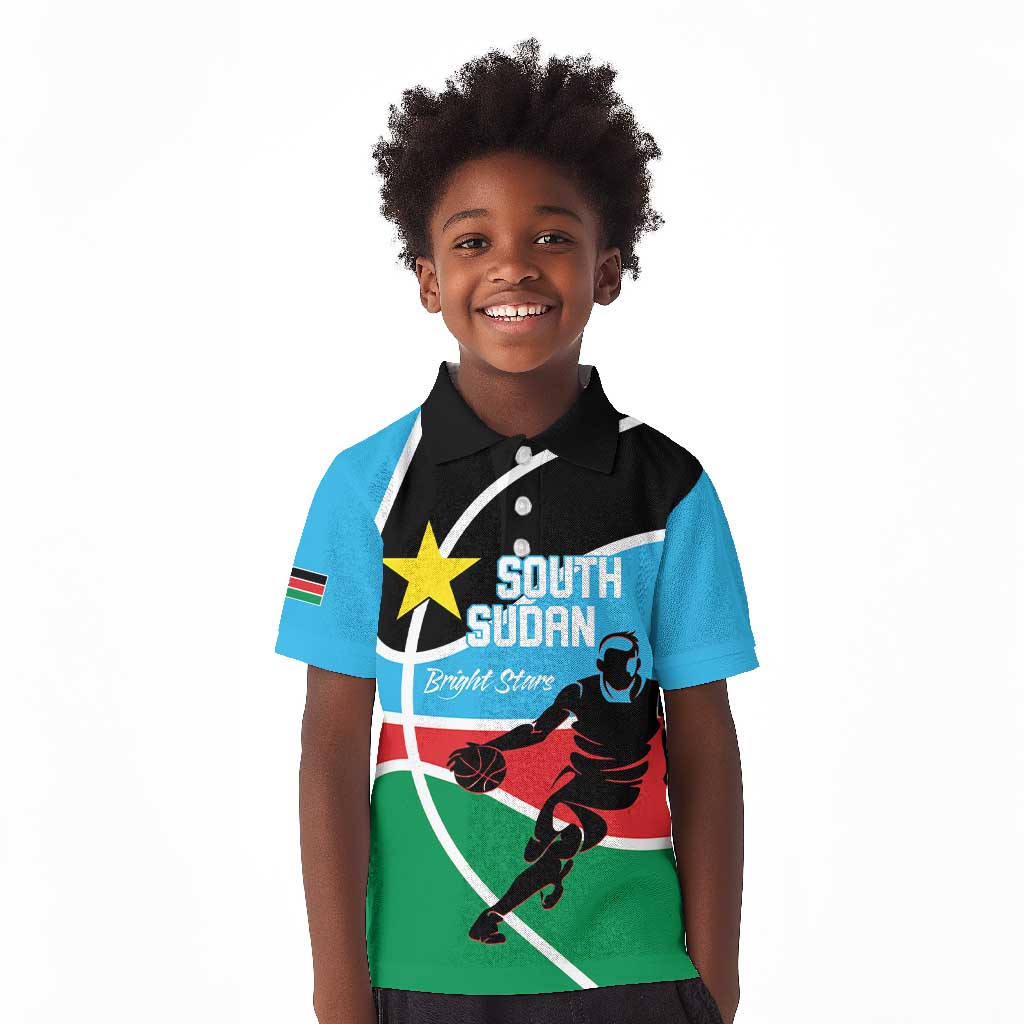 Afro Basketball Custom South Sudan Kid Polo Shirt Come On Bright Stars - African Pride