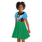 Afro Basketball Custom South Sudan Kid Short Sleeve Dress Come On Bright Stars - African Pride