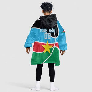 Afro Basketball Custom South Sudan Kid Wearable Blanket Hoodie Come On Bright Stars - African Pride