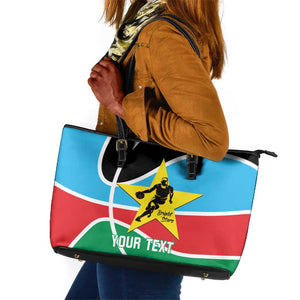 Afro Basketball Custom South Sudan Leather Tote Bag Come On Bright Stars - African Pride