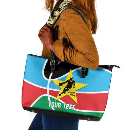 Afro Basketball Custom South Sudan Leather Tote Bag Come On Bright Stars - African Pride