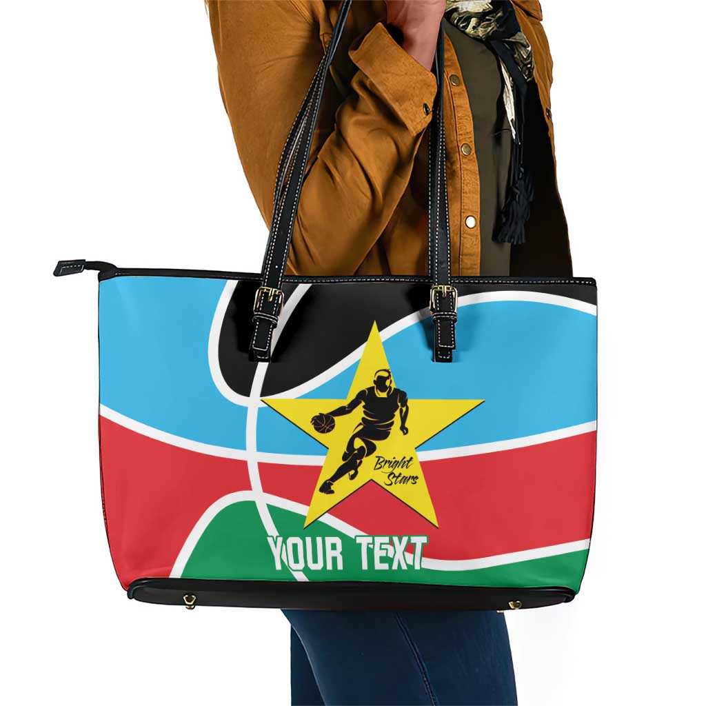 Afro Basketball Custom South Sudan Leather Tote Bag Come On Bright Stars - African Pride