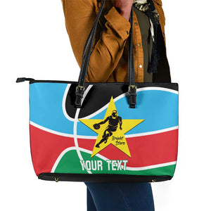 Afro Basketball Custom South Sudan Leather Tote Bag Come On Bright Stars - African Pride