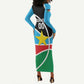 Afro Basketball Custom South Sudan Long Sleeve Bodycon Dress Come On Bright Stars - African Pride