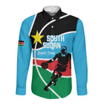 Afro Basketball Custom South Sudan Long Sleeve Button Shirt Come On Bright Stars - African Pride