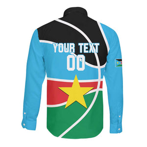 Afro Basketball Custom South Sudan Long Sleeve Button Shirt Come On Bright Stars - African Pride