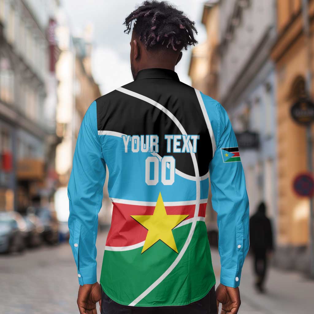 Afro Basketball Custom South Sudan Long Sleeve Button Shirt Come On Bright Stars - African Pride