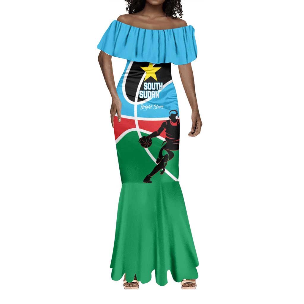 Afro Basketball Custom South Sudan Mermaid Dress Come On Bright Stars - African Pride
