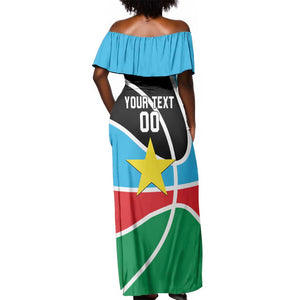 Afro Basketball Custom South Sudan Off Shoulder Maxi Dress Come On Bright Stars - African Pride