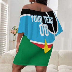 Afro Basketball Custom South Sudan Off Shoulder Short Dress Come On Bright Stars - African Pride