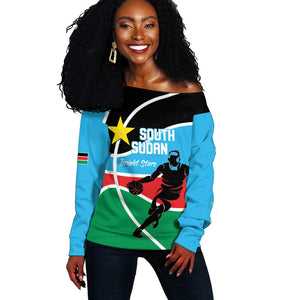 Afro Basketball Custom South Sudan Off Shoulder Sweater Come On Bright Stars - African Pride