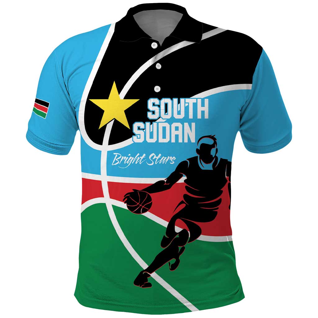 Afro Basketball Custom South Sudan Polo Shirt Come On Bright Stars - African Pride
