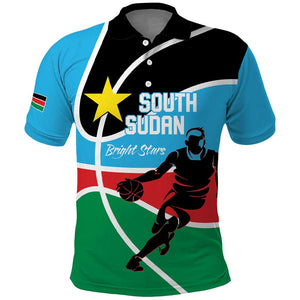Afro Basketball Custom South Sudan Polo Shirt Come On Bright Stars - African Pride