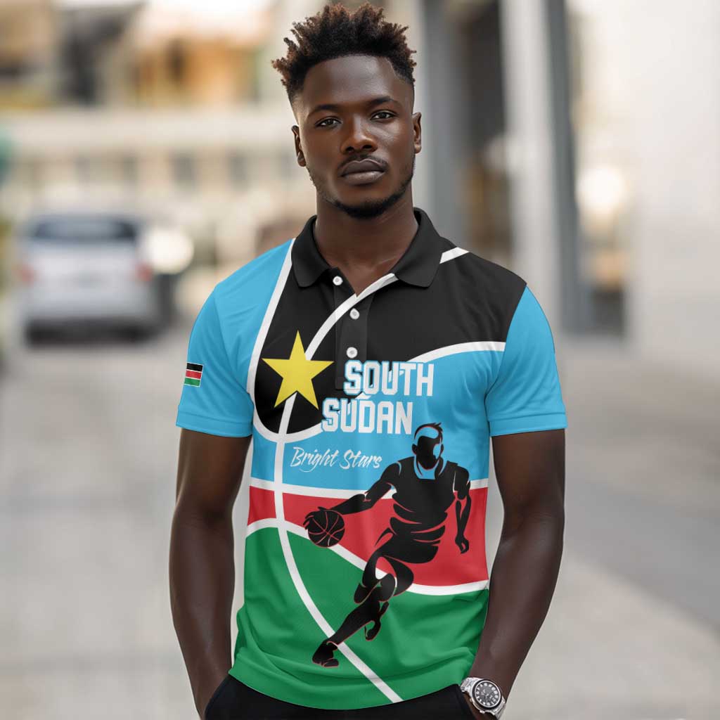 Afro Basketball Custom South Sudan Polo Shirt Come On Bright Stars - African Pride