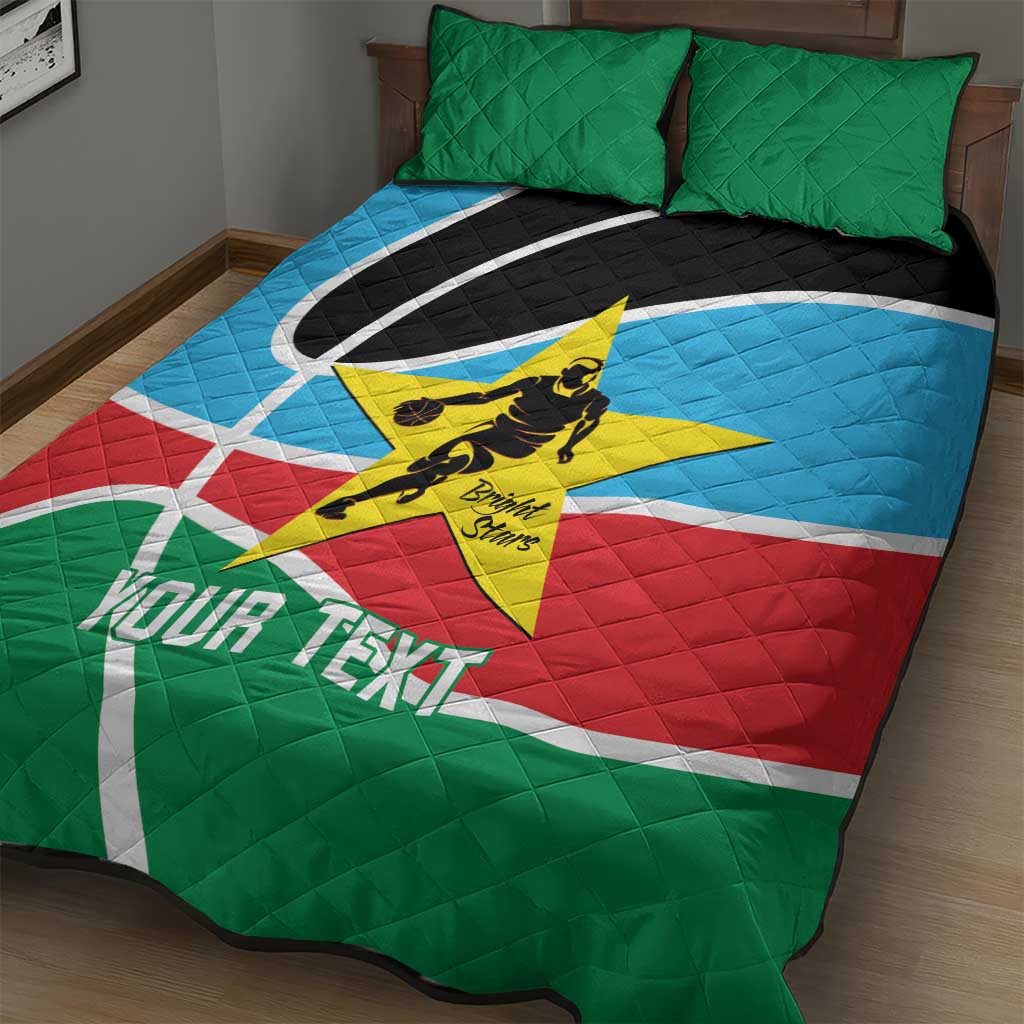 Afro Basketball Custom South Sudan Quilt Bed Set Come On Bright Stars - African Pride