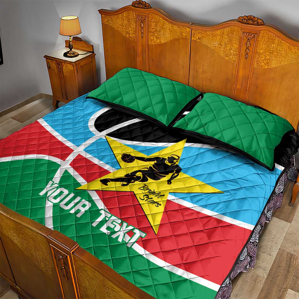 Afro Basketball Custom South Sudan Quilt Bed Set Come On Bright Stars - African Pride