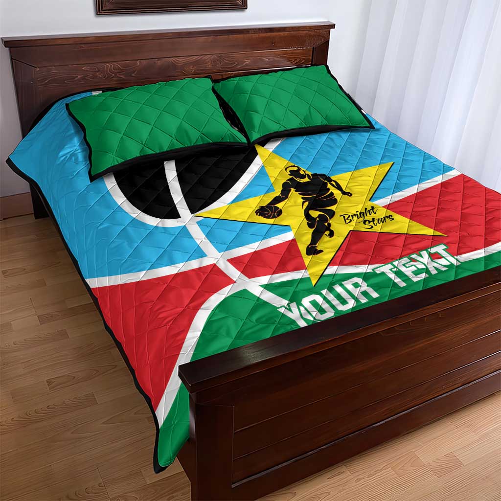 Afro Basketball Custom South Sudan Quilt Bed Set Come On Bright Stars - African Pride