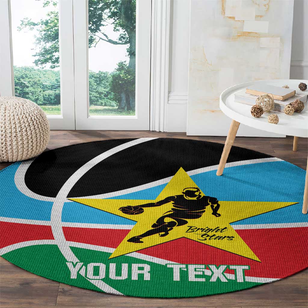 Afro Basketball Custom South Sudan Round Carpet Come On Bright Stars - African Pride