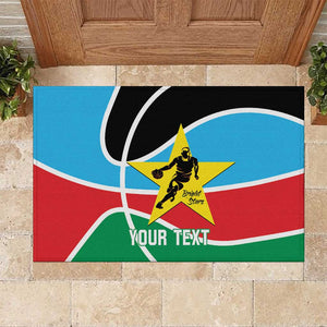 Afro Basketball Custom South Sudan Rubber Doormat Come On Bright Stars - African Pride