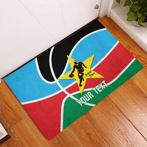 Afro Basketball Custom South Sudan Rubber Doormat Come On Bright Stars - African Pride
