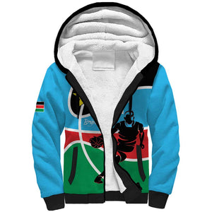 Afro Basketball Custom South Sudan Sherpa Hoodie Come On Bright Stars - African Pride
