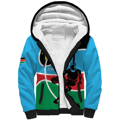 Afro Basketball Custom South Sudan Sherpa Hoodie Come On Bright Stars - African Pride