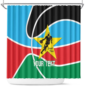 Afro Basketball Custom South Sudan Shower Curtain Come On Bright Stars - African Pride